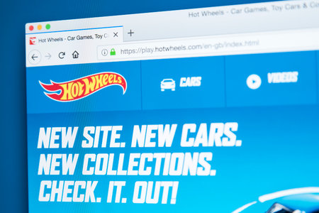 LONDON, UK - NOVEMBER 28TH 2017: The homepage of the official website for Hot Wheels - the brand of...