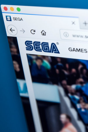 LONDON, UK - NOVEMBER 28TH 2017: The homepage of the official website for the SEGA Games Company-...