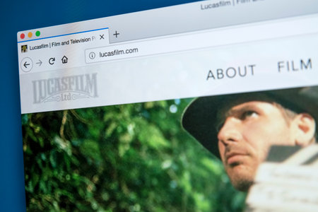 LONDON, UK - NOVEMBER 28TH 2017: The homepage of the official Lucasfilm Ltd website - the American film and television production company, on 28th November 2017.のeditorial素材