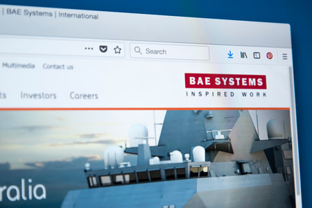LONDON, UK - NOVEMBER 25TH 2017: The homepage of the official website for BAE Systems plc - the British multinational defence, security and aerospace company, on 25th November 2017.のeditorial素材