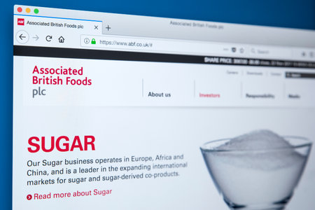LONDON, UK - NOVEMBER 22ND 2017: The homepage of the official website for Associated British Foods plc - the British multinational food processing and retailing company, on 22nd November 22nd 2017.のeditorial素材