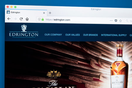 LONDON, UK - NOVEMBER 21ST 2017: The homepage of the official website for Edrington - the privately owned international spirits company based in Scotland, on 21st November 2017.のeditorial素材