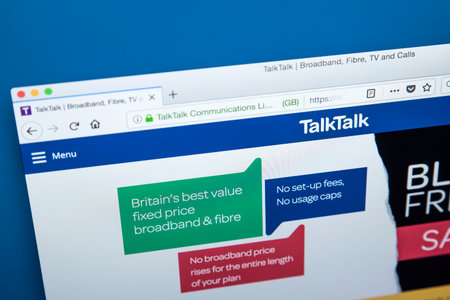 LONDON, UK - NOVEMBER 22ND 2017: The homepage of the official website for TalkTalk - the company...