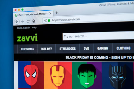 LONDON, UK - NOVEMBER 20TH 2017: The homepage of the official website for Zavvi - the entertainment...