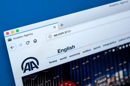 LONDON, UK - DECEMBER 4TH 2017: The homepage of the official website for the Anadolu Agency - the...