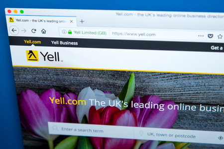 LONDON, UK â€“ DECEMBER 14TH 2017: The homepage of the official website for the Yell, also...