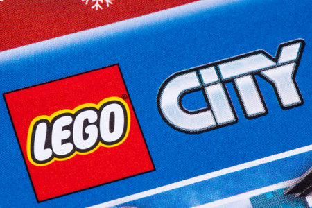 LONDON, UK - DECEMBER 18TH 2017: The Lego City logo printed in a Tesco toys catalogue, on 18th...