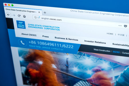 LONDON, UK - JANUARY 25TH 2018: The homepage of the official website for the China State Construction Engineering Company - one of the largest construction companies in the world, on 25th January 2018.のeditorial素材