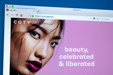 LONDON, UK - JANUARY 25TH 2018: The homepage of the official website for Coty Inc - the beauty products manufacturer, on 25th January 2018.のeditorial素材