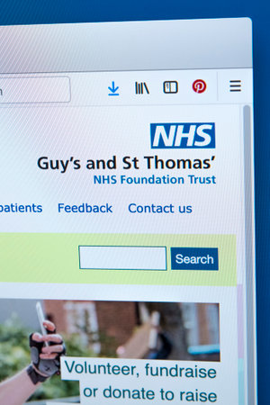 LONDON, UK - JANUARY 15TH 2018: The homepage of the official website for the Guys and St Thomas NHS...