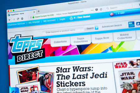 LONDON, UK - JANUARY 8TH 2018: The homepage of the official website for The Topps Company - the...