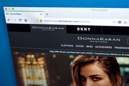 LONDON, UK - FEBRUARY 8TH 2018: The homepage of the official website for Donna Karan, also known as...