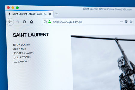 LONDON, UK - FEBRUARY 8TH 2018: The homepage of the official website for Yves Saint Laurent - the...