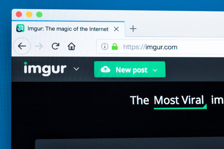 LONDON, UK - FEBRUARY 10TH 2018: The homepage of the official website for Imgur - the online image sharing community, on 10th February 2018.のeditorial素材