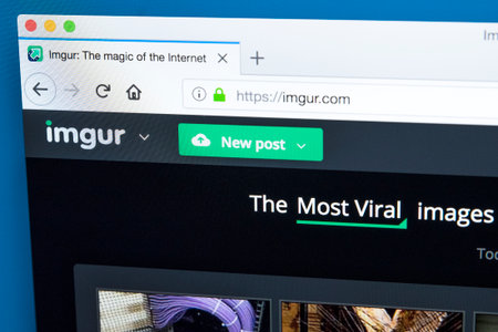 LONDON, UK - FEBRUARY 10TH 2018: The homepage of the official website for Imgur - the online image sharing community, on 10th February 2018.のeditorial素材