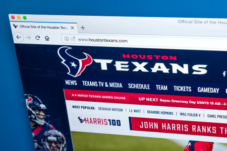 LONDON, UK - MARCH 7TH 2018: The homepage of the official website for the Houston Texans - the...