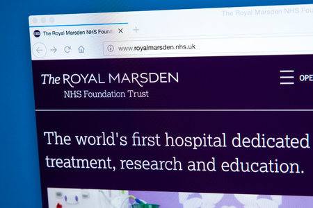 LONDON, UK - MARCH 5TH 2018: The homepage of the official website for The Royal Marsden NHS...