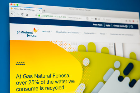 LONDON, UK - MAY 31ST 2018: The homepage of the official website for Gas Natural Fenosa - the...