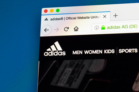 LONDON, UK - MAY 23RD 2018: The homepage of the official website for Adidas - the largest sportswear...