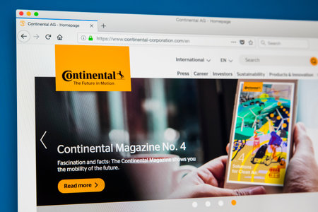 LONDON, UK - MAY 29TH 2018: The homepage of the official website for Continental - the leading...