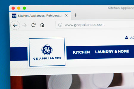 LONDON, UK - MAY 29TH 2018: The homepage of the official website for GE Appliances - the appliance company owned by Haier, on 29th May 2018.のeditorial素材