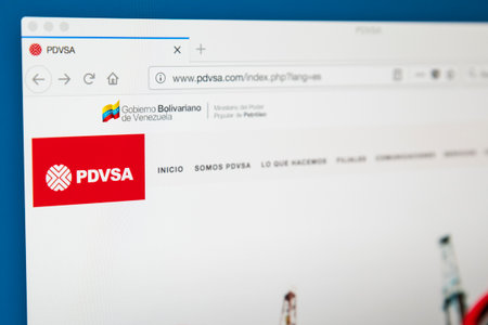 LONDON, UK - MAY 29TH 2018: The homepage of the official website for PDVSA - the Venezuelan...