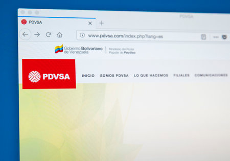 LONDON, UK - MAY 29TH 2018: The homepage of the official website for PDVSA - the Venezuelan...