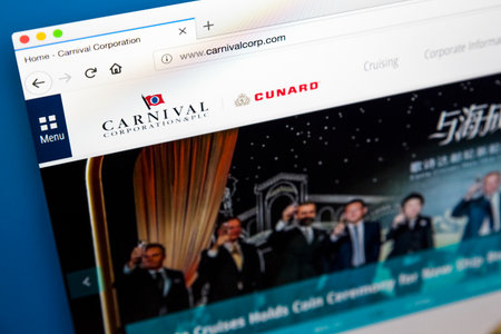 LONDON, UK - MAY 29TH 2018: The homepage of the official website for Carnival Corporation & plc -...