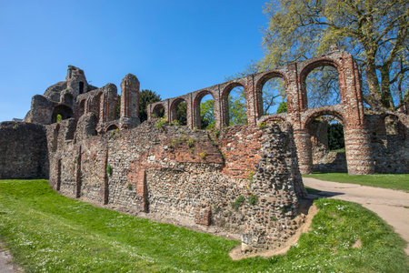 A view of St. Botolphs Priory in the historic market town of Colchester in Essex, UK.  The priory was a medieval Augustinian religious house.の写真素材