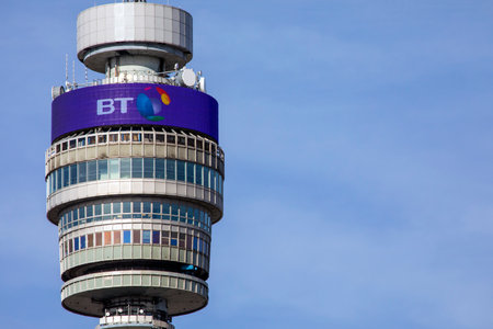 LONDON, UK - FEBRUARY 16TH 2018: A close-up view of the historic BT Tower in London, UK, on 16th...