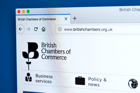 LONDON, UK - FEBRUARY 22ND 2018: The homepage of the official Website of the British Chambers of Commerce - the national representative body of Accredited Chambers of Commerce across the UK, on 22nd February 2018.のeditorial素材