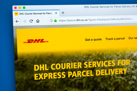 LONDON, UK - FEBRUARY 10TH 2018: The homepage of the official website for DHL - the German logistics...