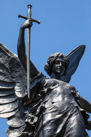 A view of the magnificent sculpture of the Colchester War Memorial in the market town of Colchester in Essex, UK.のeditorial素材