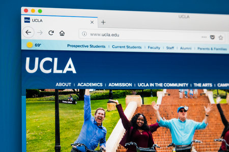 LONDON, UK - MAY 17TH 2018: The homepage of the official website for the University of California, Los Angeles - a public research university in the Westwood district of Los Angeles, on 17th May 2018.のeditorial素材