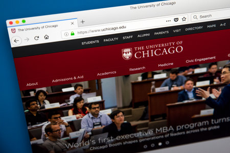 LONDON, UK - MAY 17TH 2018: The homepage of the official website for the University of Chicago - it...