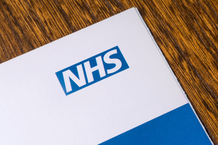 London, UK - November 14th 2018: A close-up of the NHS - National Health Service logo, pictured on...