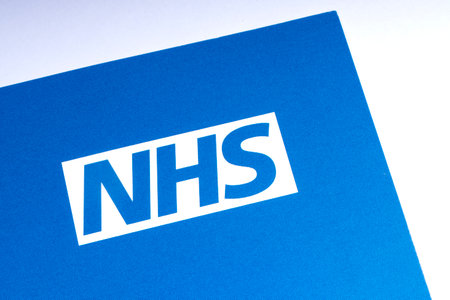London, UK - November 14th 2018: A close-up of the NHS - National Health Service logo, pictured on...