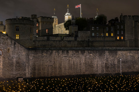 London, UK - November 6th 2018: Beyond The Deepening Shadow at the Tower of London - an installation...