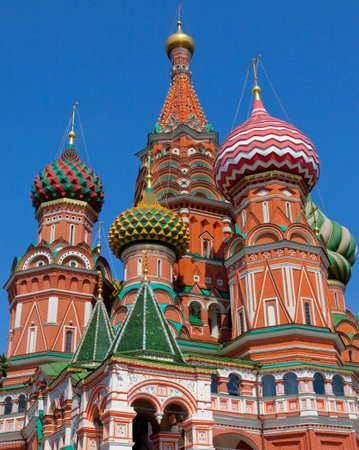 A view of the stunning Saint Basils Cathedral in the city of Moscow, Russia.のeditorial素材