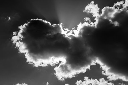 A view of the sun breaking through the clouds.の写真素材