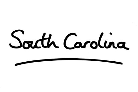 South Carolina - a state in the United States of America, handwritten on a white background.の写真素材