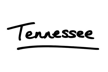 Tennessee - a state in the United States of America, handwritten on a white background.の写真素材