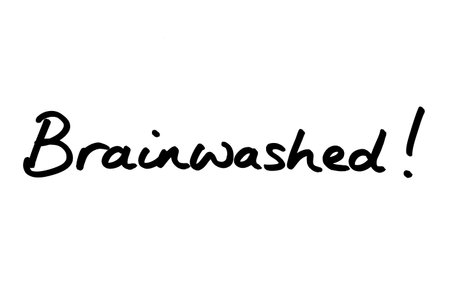 Brainwashed! handwritten on a white background.の写真素材