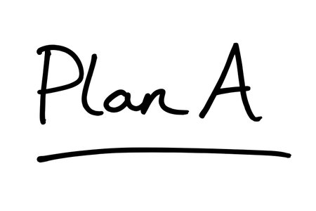 Plan A, handwritten on a white background.の写真素材
