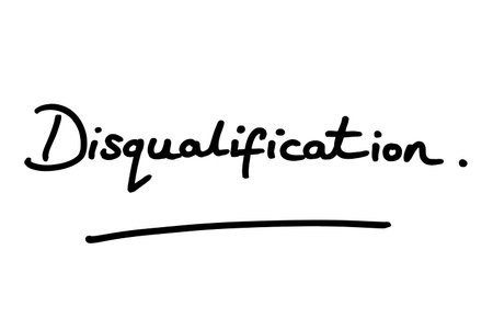 The word Disqualification, handwritten on a white background.の写真素材