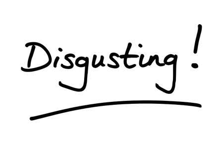 Disgusting! handwritten on a white background.の写真素材
