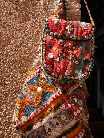 Two bags with buttons and seashells on sale, medina, Essaouira Morocco