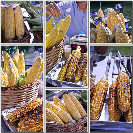 collage of grilled corn の写真素材