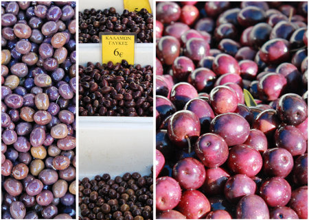 Raw olives collageの写真素材