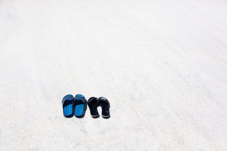 Sandals on the beachの写真素材